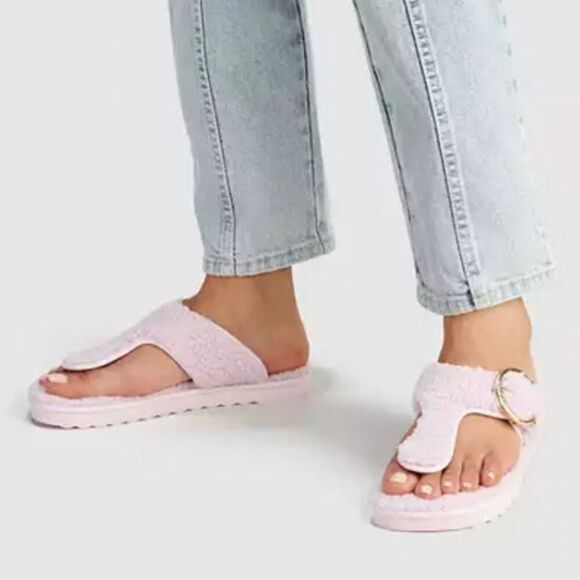 Coach Hollie shearling Flip Flop pale pink - Picture 2 of 7